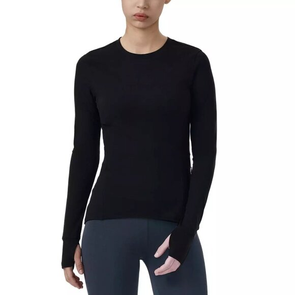 Spyder Women's Black Long Sleeve Crew Neck Activewear Compression Shirt Small - Picture 1 of 11